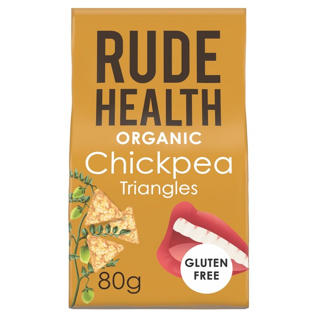Rude Health Organic Chickpea Triangles 80g, imported from the UK
