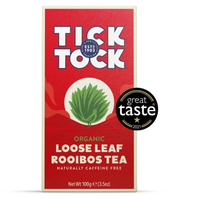 Tick Tock Organic Rooibos Loose Leaf Tea 100g (British brand)
