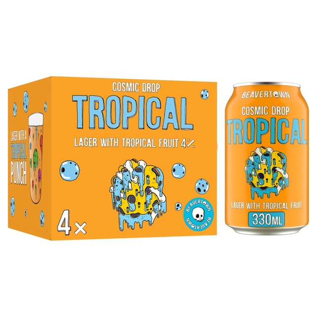 Beavertown Cosmic Drop Tropical lager 4x330ml, imported from the UK