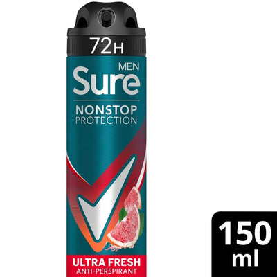 M&S Sure Men 72hr Nonstop Protection Ultra Fresh Antiperspirant Deodorant Spray 150ml- Buy online at McGrocer
