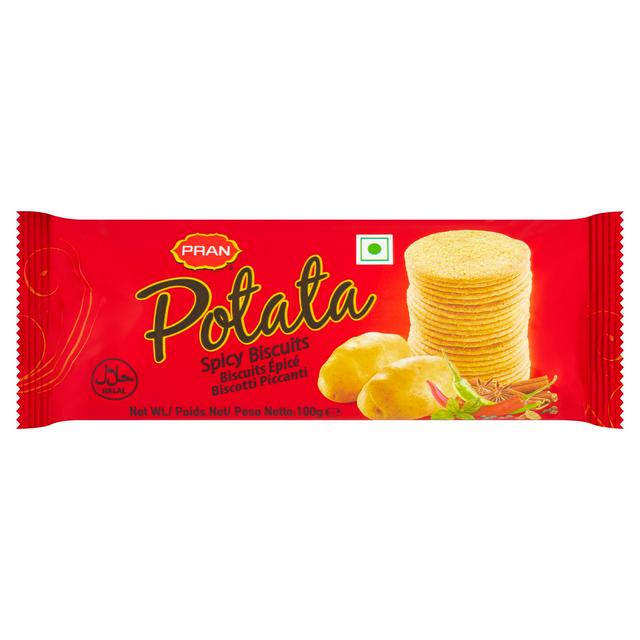 Pran Potata spicy biscuits 100g packet, UK version