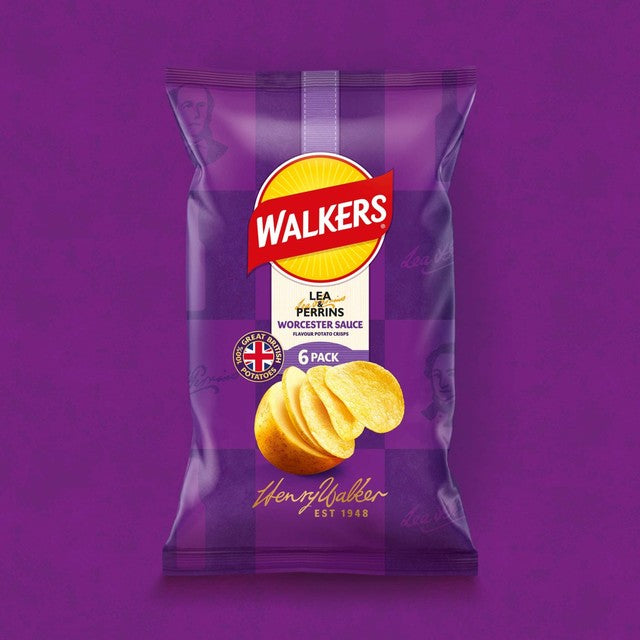Walkers Worcester sauce flavour crisps 6x25g (British brand)