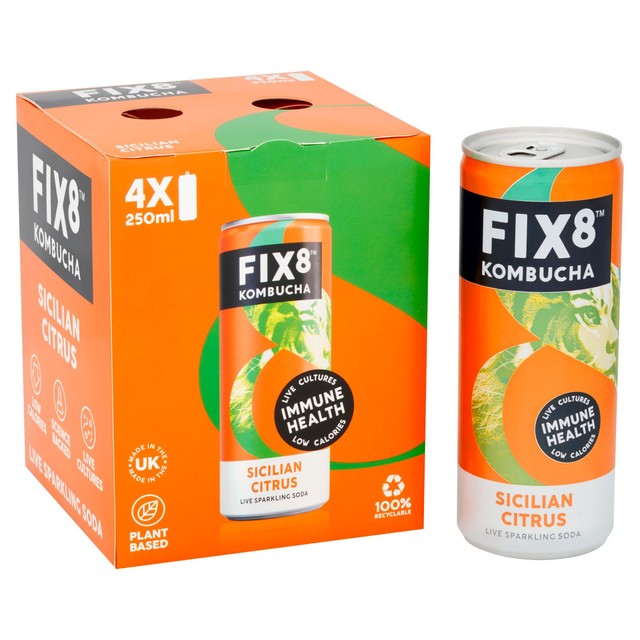 Fix8 Sicilian citrus kombucha soda multipack - British product
