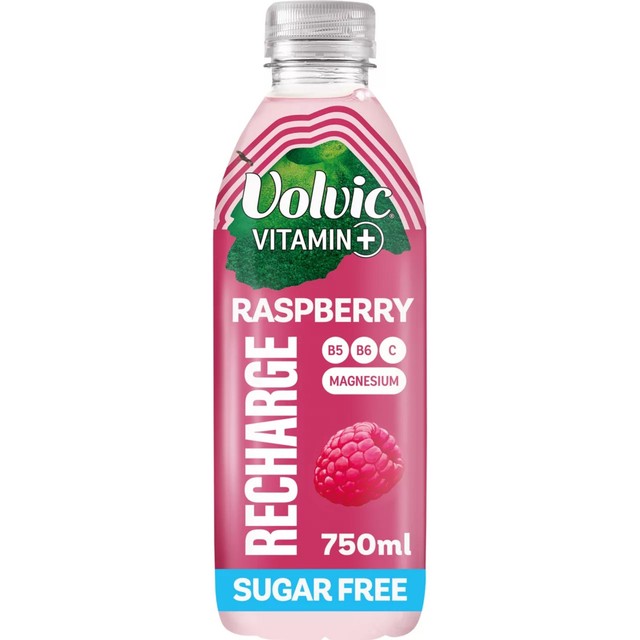 Volvic Recharge raspberry flavoured water, imported from the UK