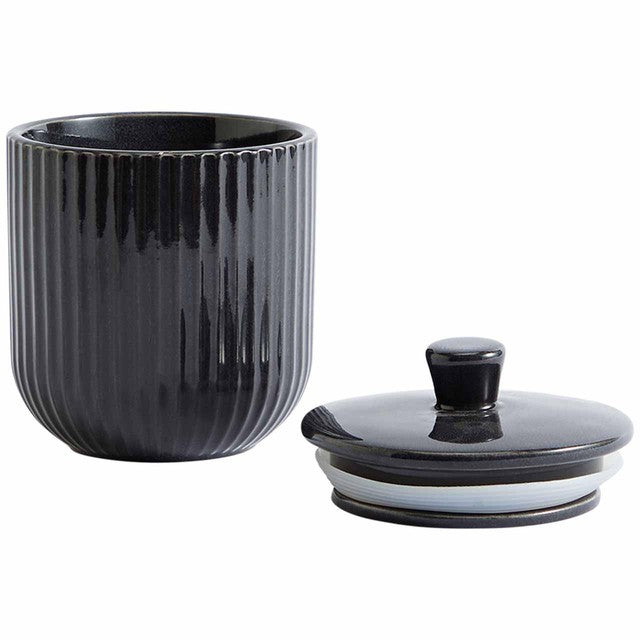M&S small ribbed storage jar charcoal, imported from the UK