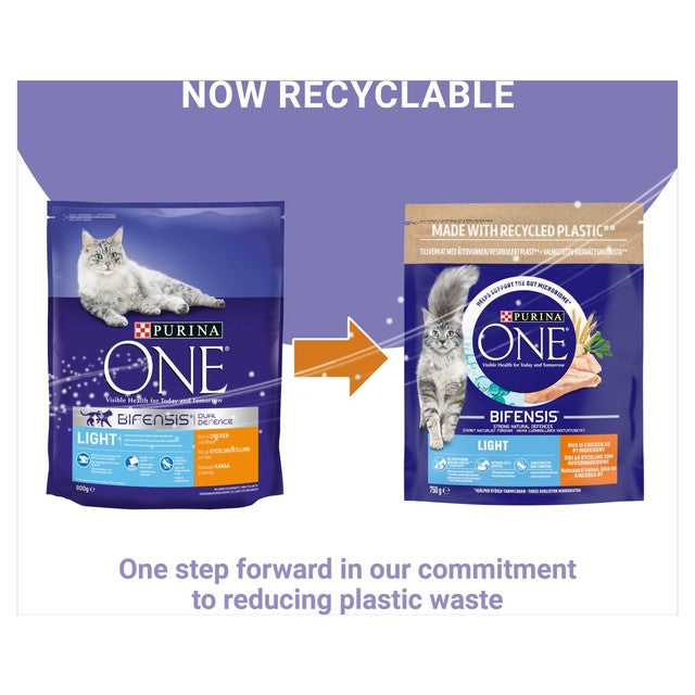 Purina One Light Chicken dry cat food 750g, imported from the UK