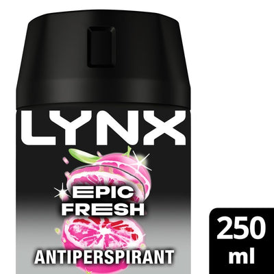 M&S Lynx Epic Fresh Anti-Perspirant Spray Grapefruit & Tropical Pineapple 250ml- Buy online at McGrocer