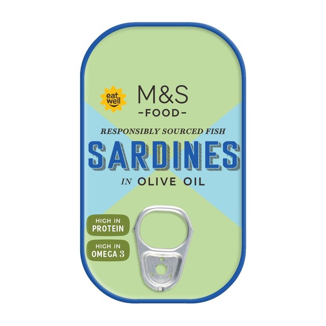 M&S sardines in olive oil 120g, imported from the UK