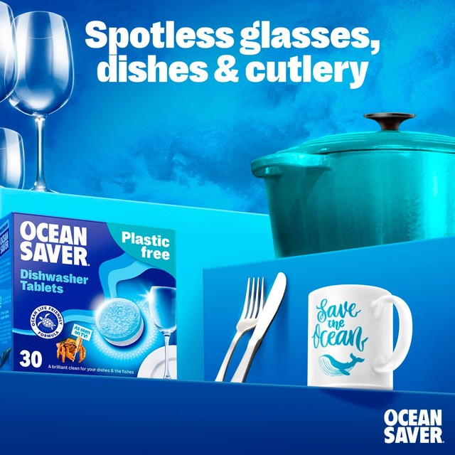 OceanSaver Plastic Free Dishwasher Tablets 30 Pack, imported from the UK
