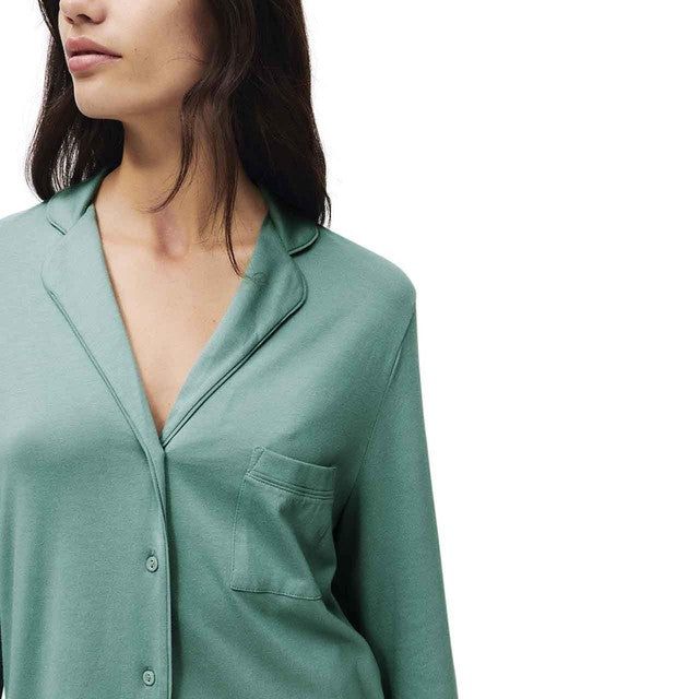 M&S women's cotton modal pyjama set in green, size M, imported from the UK