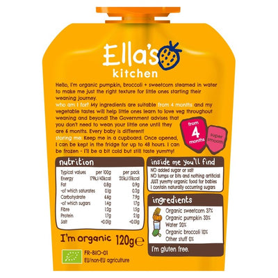 M&S Ella's Kitchen Kürbis, Brokkoli & Süßkartoffel Babybrei im Beutel 4+ Monate 120 g - Jetzt bei McGrocer online kaufen