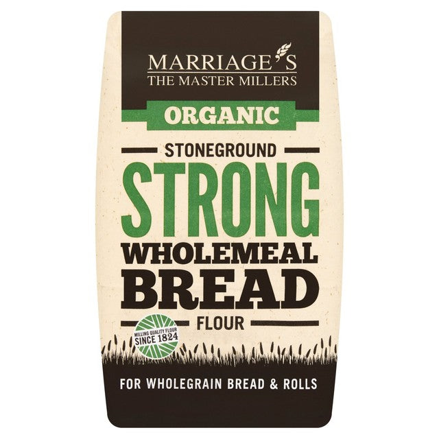Marriage's Organic Wholemeal Bread Flour 1kg, imported from the UK