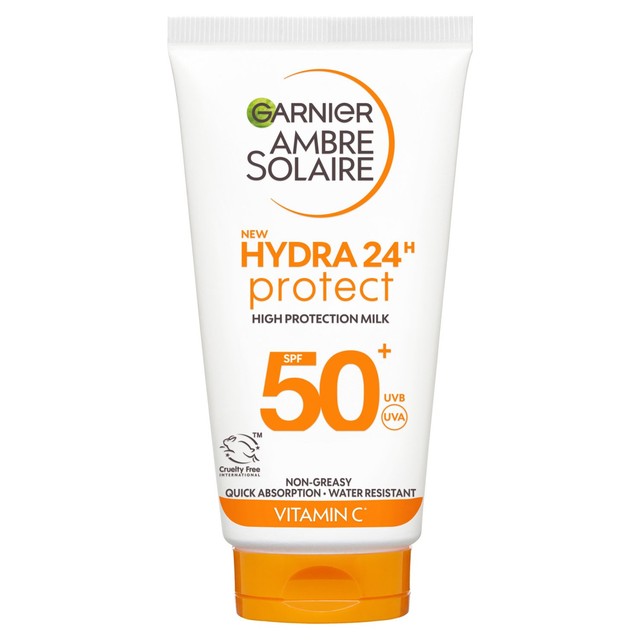 Garnier Ambre Solaire Hydra24 SPF50 sun lotion, imported from the UK