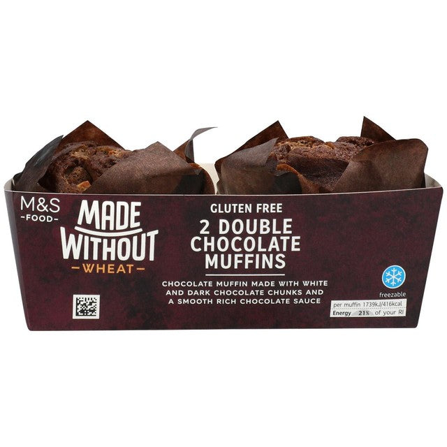 M&S double chocolate gluten-free muffins 2 pack, imported from the UK