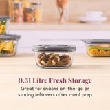 Kilner Fresh Storage Square glass food container 0.31 litre, UK version
