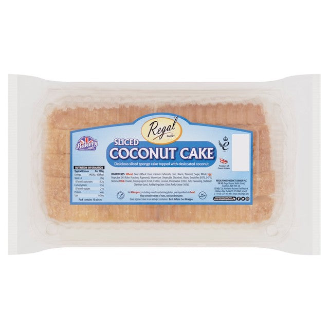 Regal Sliced Coconut Cake sponge pack 10 imported from the UK
