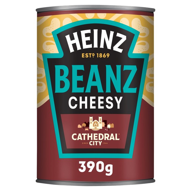 Heinz baked beans with Cathedral City cheddar cheese 390g, UK version