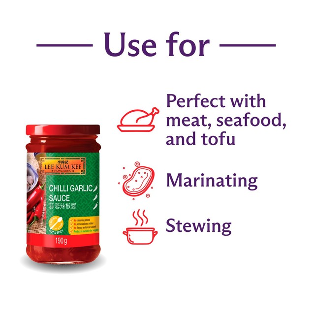 Lee Kum Kee chilli garlic sauce 190g, UK version