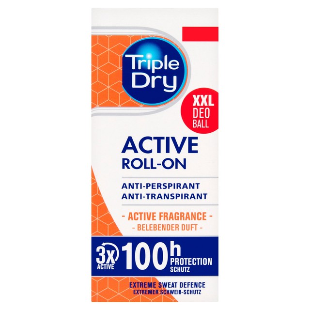 Triple Dry Active Fragrance Anti-Perspirant Roll On for Men 100-Hours 50ml (British brand)