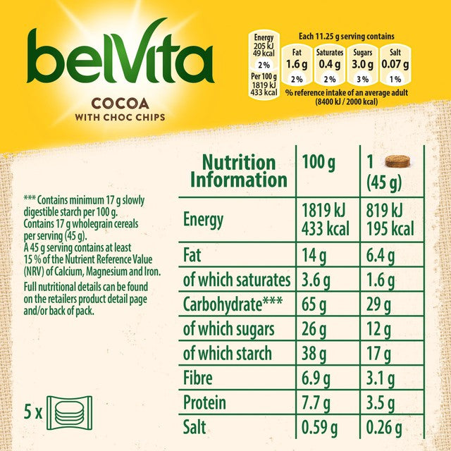 Belvita Cocoa Choc Chips Breakfast Biscuits - British product
