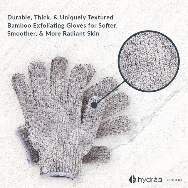 Hydrea London Bamboo Carbonised Exfoliating Shower Gloves, UK version