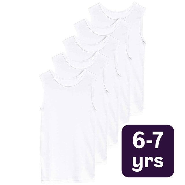 M&S Collection white cotton vests 5 pack imported from the UK