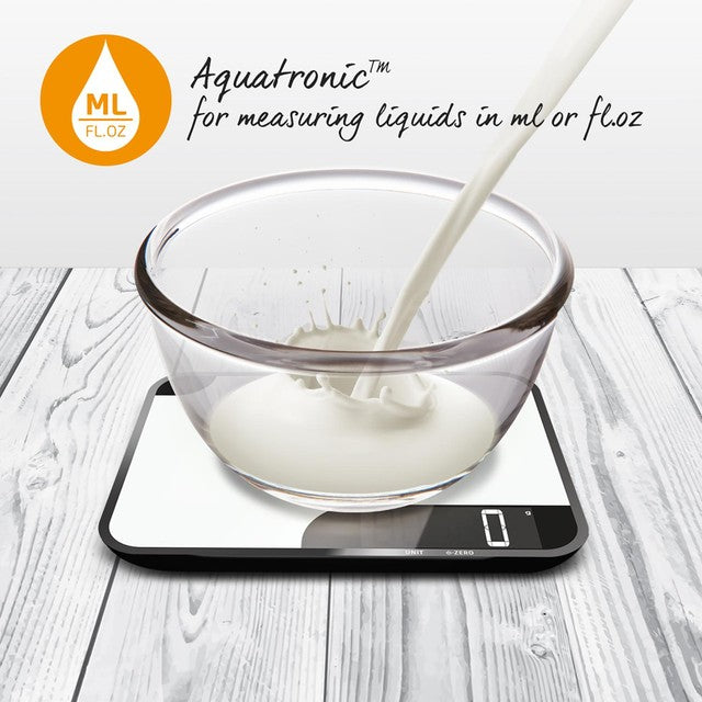 Salter Super Clear White Glass digital kitchen scale 5kg (British brand)