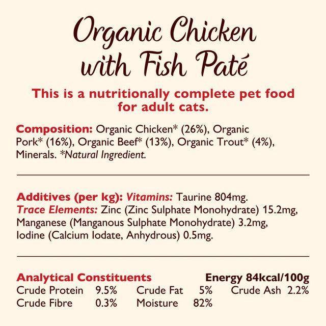 Lily's Kitchen organic chicken with fish cat food tray, UK version