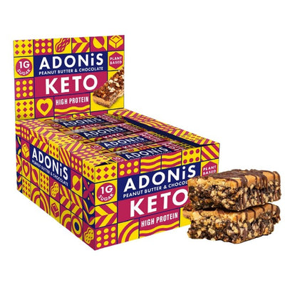 M&S Adonis Peanut Butter Keto Protein Bar 16 x 45g- Buy online at McGrocer