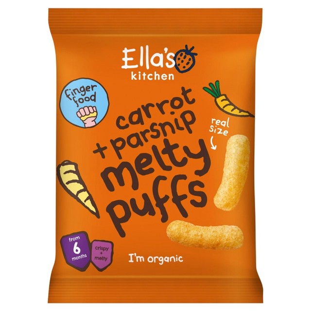 Ella's Kitchen Carrot & Parsnip Melty Puffs baby snack 20g - British product