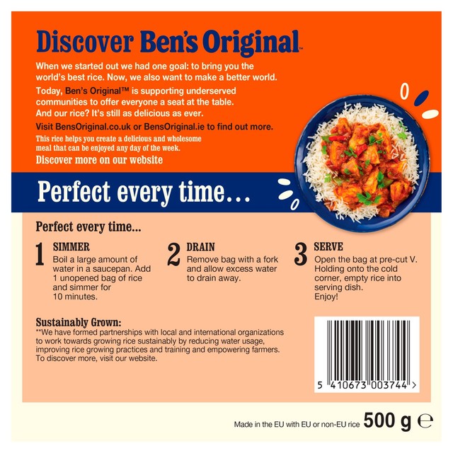 Ben's Original boil in bag long grain rice 500g - British product
