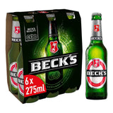 Becks German lager beer 6 x 275ml bottles - British product