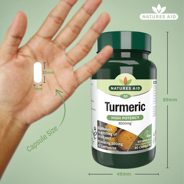 Natures Aid Turmeric Capsules 30 count, imported from the UK
