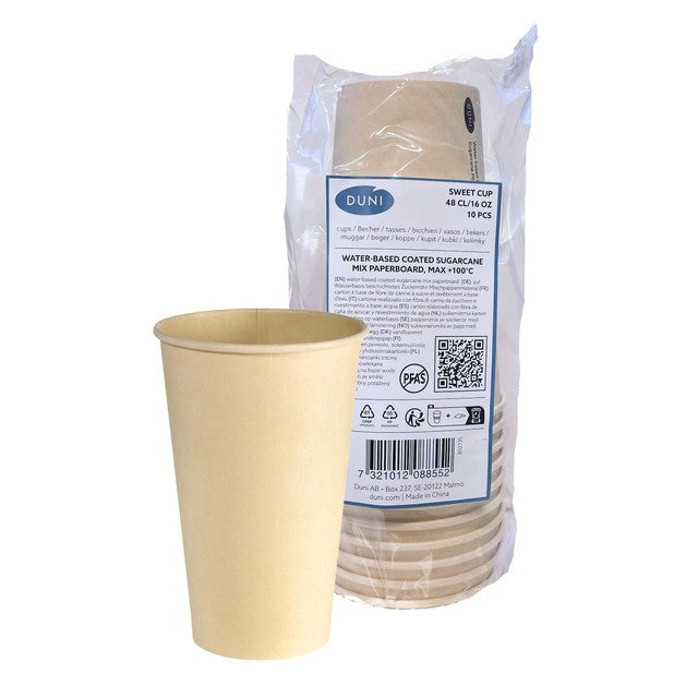 Duni Bio large brown bagasse cups 480ml, UK version