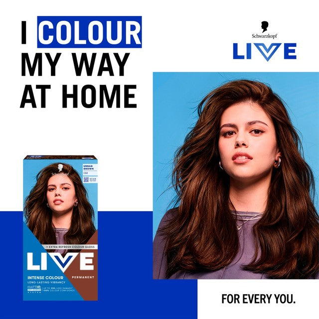 Schwarzkopf LIVE Intense Colour 088 Urban Brown, imported from the UK