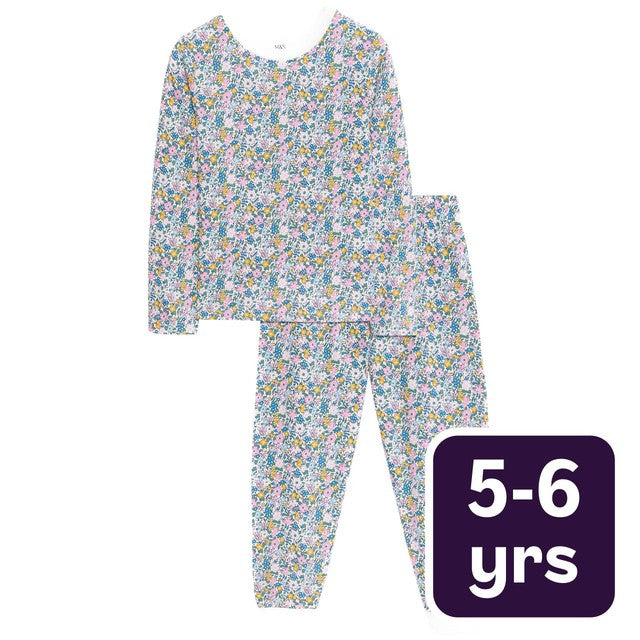 M&S Ditsy Pyjamas for ages 5-6 in ivory, imported from the UK