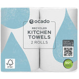 Ocado Kitchen Towels 100% Recycled Paper 2 Rolls, imported from the UK