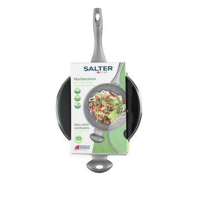 M&S UP Global Products Salter Marblestone Grey Non-Stick Wok 28cm- Buy online at McGrocer