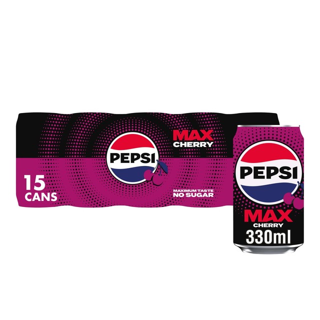 Pepsi Max Cherry cola 12x330ml cans, imported from the UK