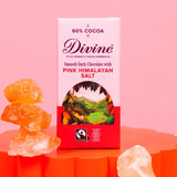 Divine dark chocolate bar with pink Himalayan salt 90g - British product