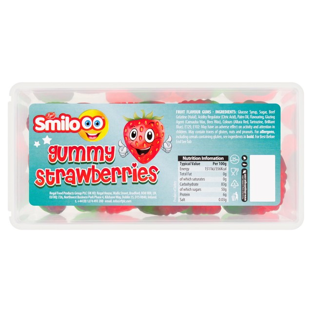 Regal Smiloo Gummy Strawberries 140g, imported from the UK