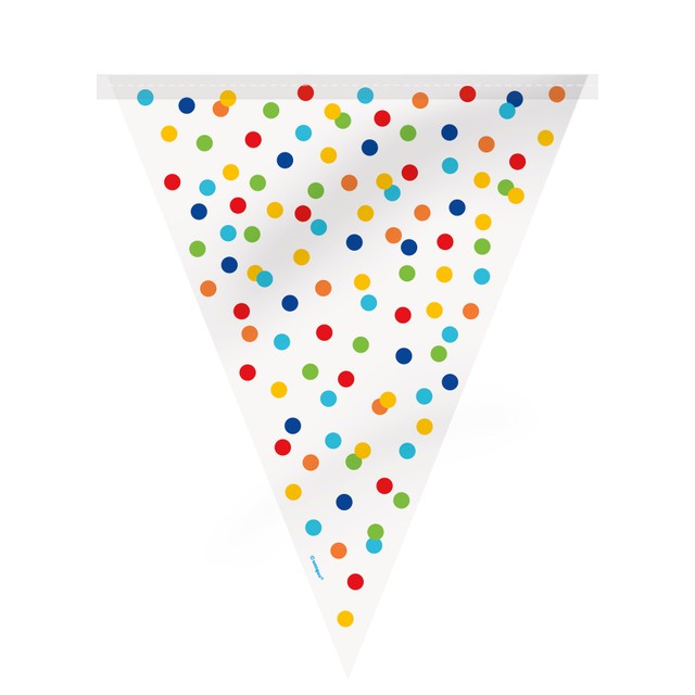 Unique Party Rainbow Polka Dot Flag Banner 12ft, imported from the UK