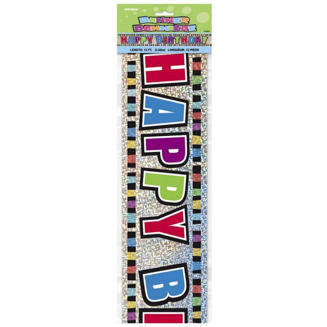 Unique Party Happy Birthday foil party banner, UK version
