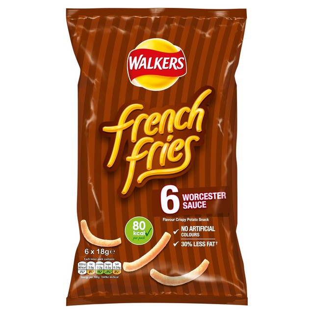 Walkers French Fries Worcester Sauce crisps 6x18g, imported from the UK