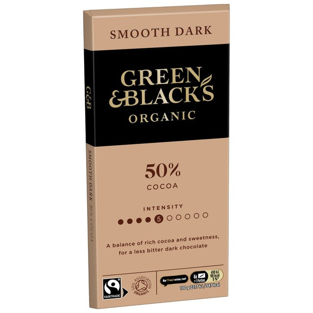 Green & Black's Smooth 50% dark chocolate bar 90g, UK version