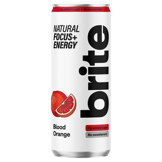 Brite blood orange energy drink can, imported from the UK