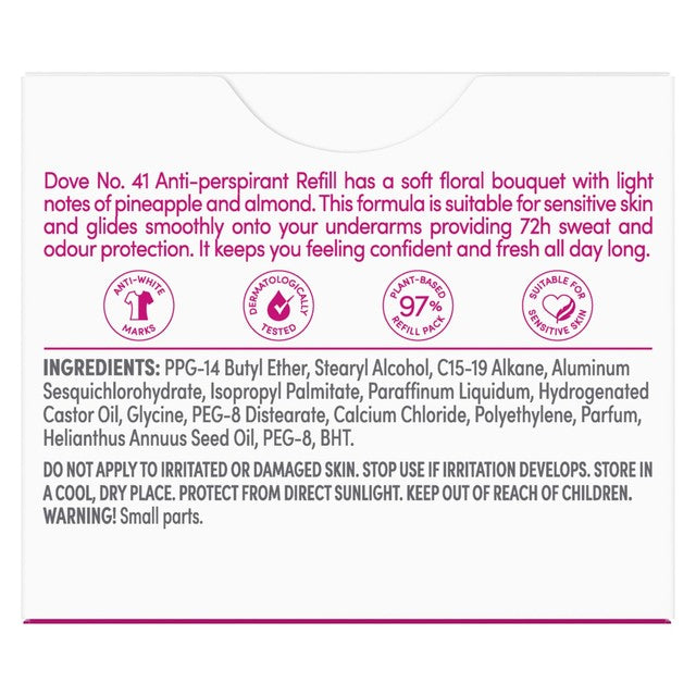 Dove No41 peony and pineapple antiperspirant refill (British brand)