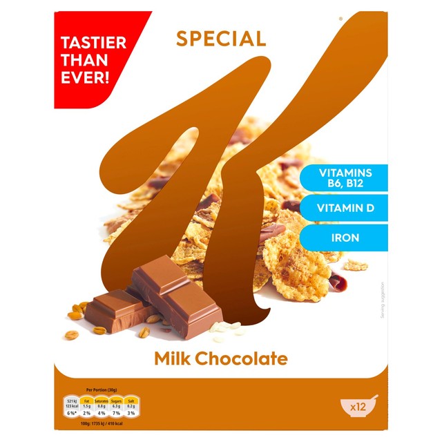Kellogg's Special K Breakfast Cereal Milk Chocolate 360g, imported from the UK