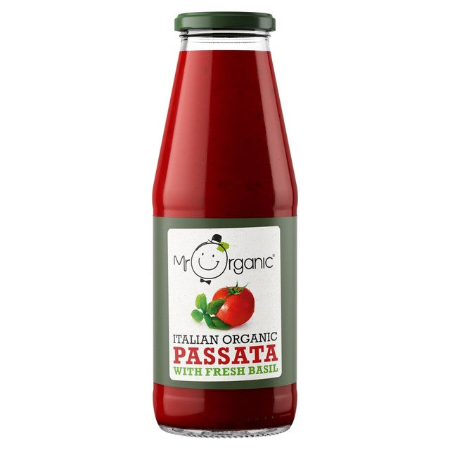 Mr Organic Italian Passata with Basil 690g, imported from the UK
