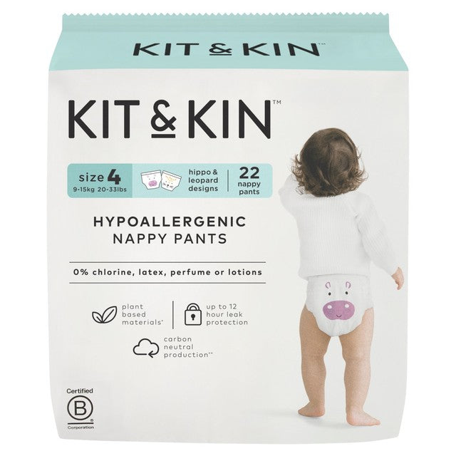 Kit & Kin hypoallergenic nappy pants size 4 9-15kg, UK version